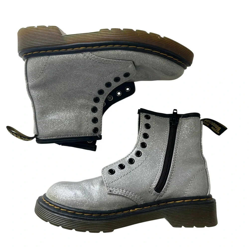 Dr. Martens 1460 Glitter J Silver Sparkle Combat Boots Kids US 12 AW004